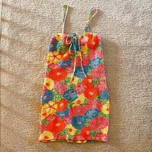 Colorful Floral Popcorn Dress